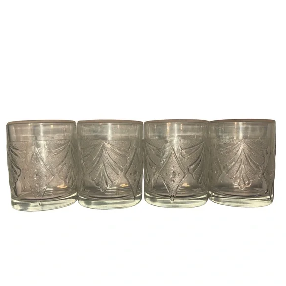 Martha Stewart Set of 6 Everyday Use Fan Diamond Round Clear Glasses - Picture 2 of 16